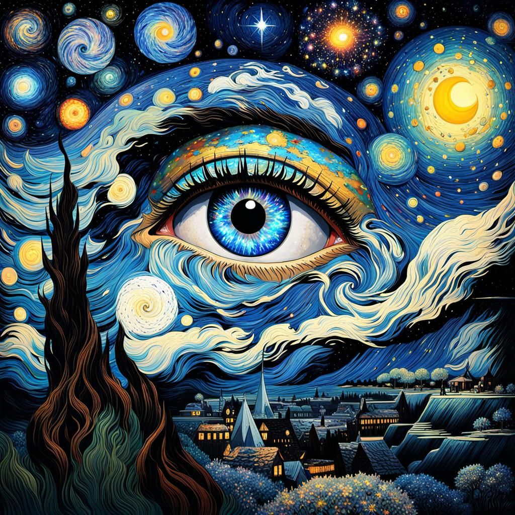 Galaxy Eye: A Cosmic Masterpiece in Oil and Ink