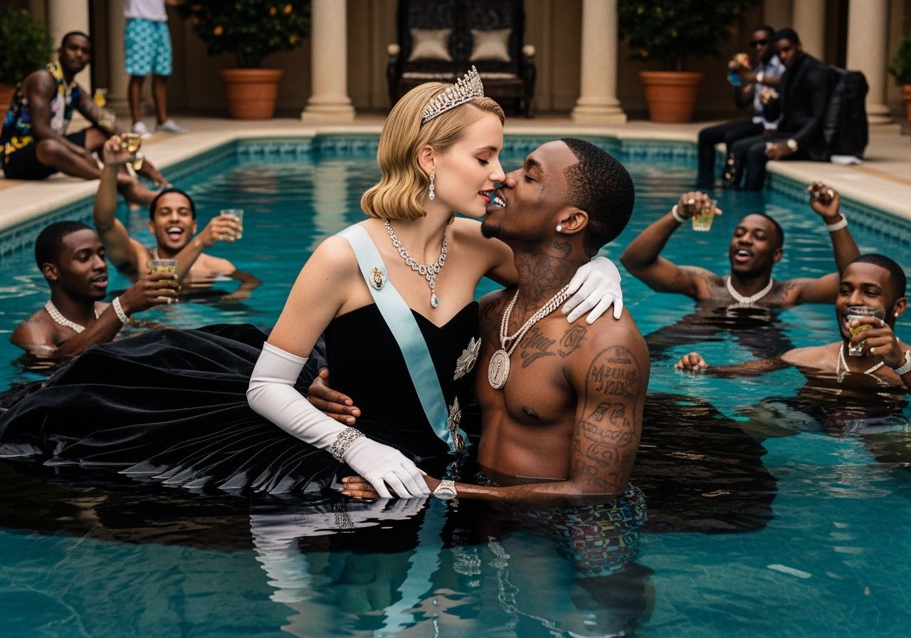 Princess Kisses Rapper in Luxurious Pool Party