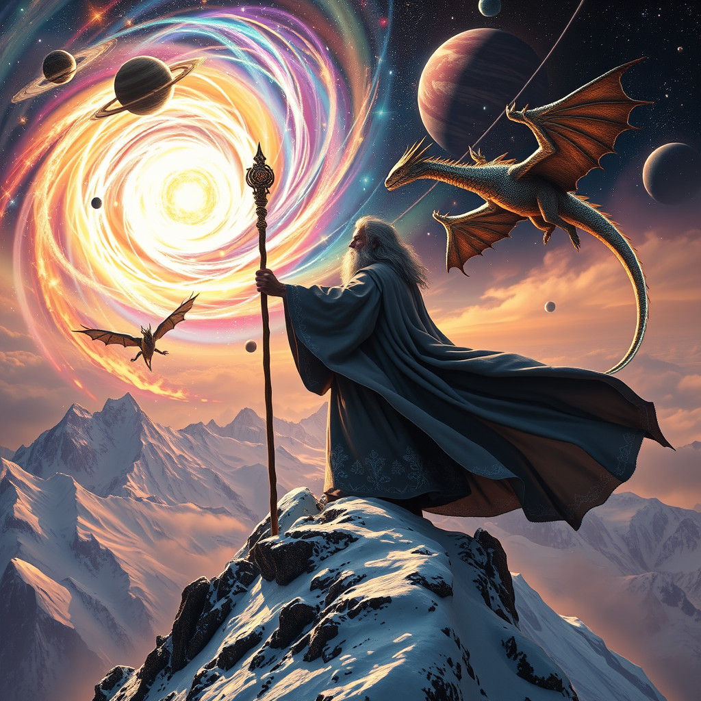 Gandalf Controls Planets on Snowy Mountain