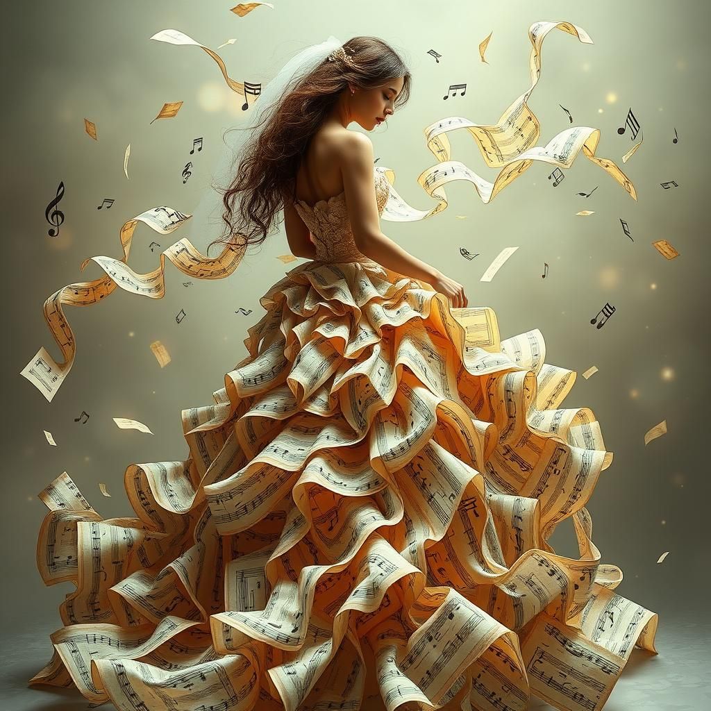 Musical Bride in Dreamlike Wedding Gown