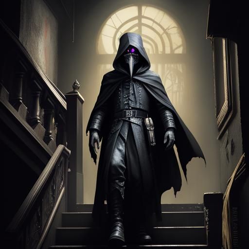 Plague Doctor in Decaying Mansion: Dark Fantasy Art