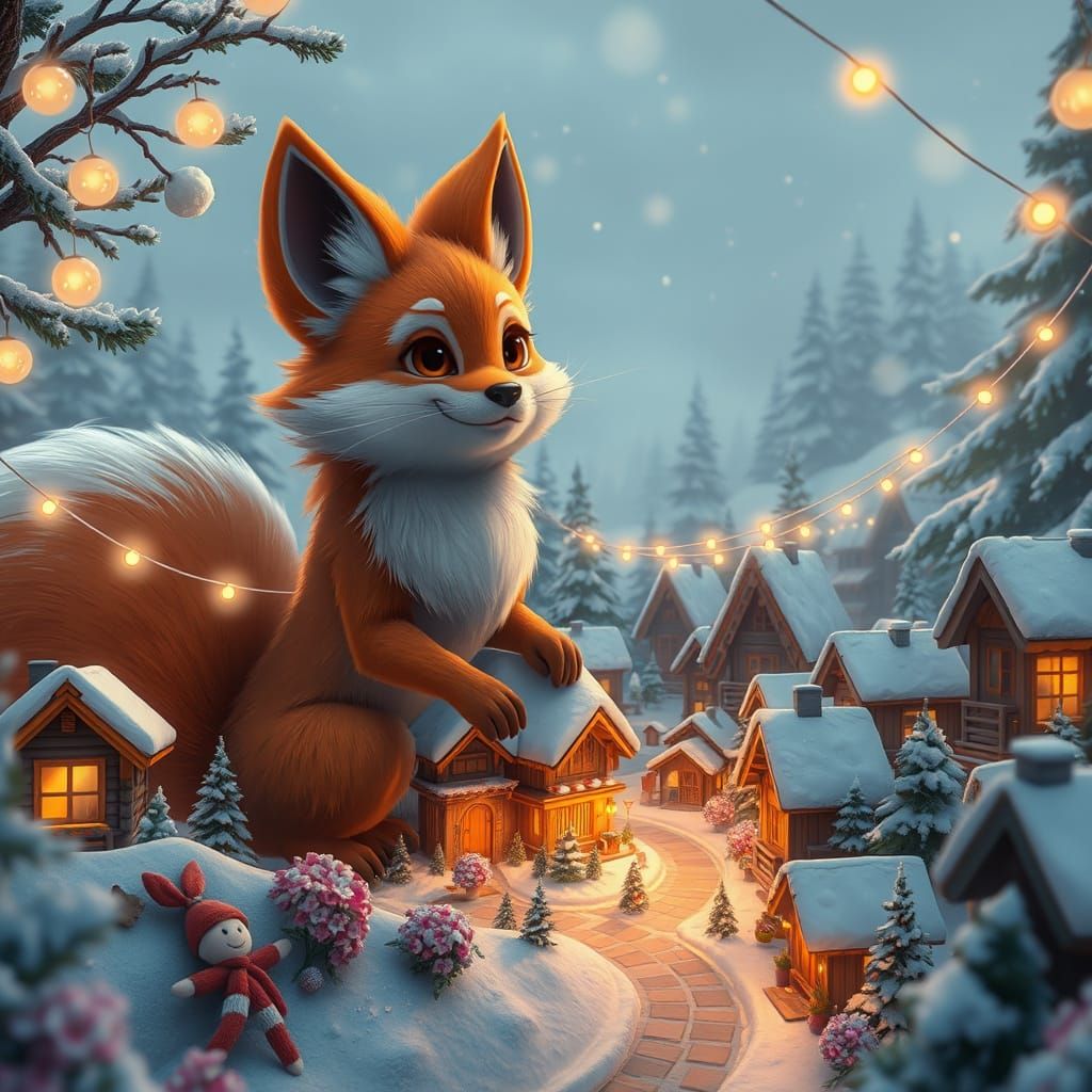 Furry Female Kitsune Builds Whimsical Santa's Village in Vib...