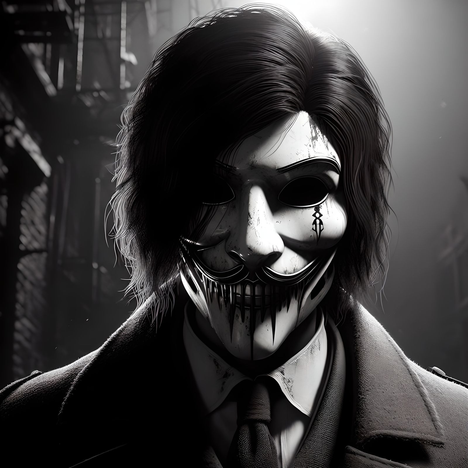 Sinister Portrait in Dystopian Wasteland