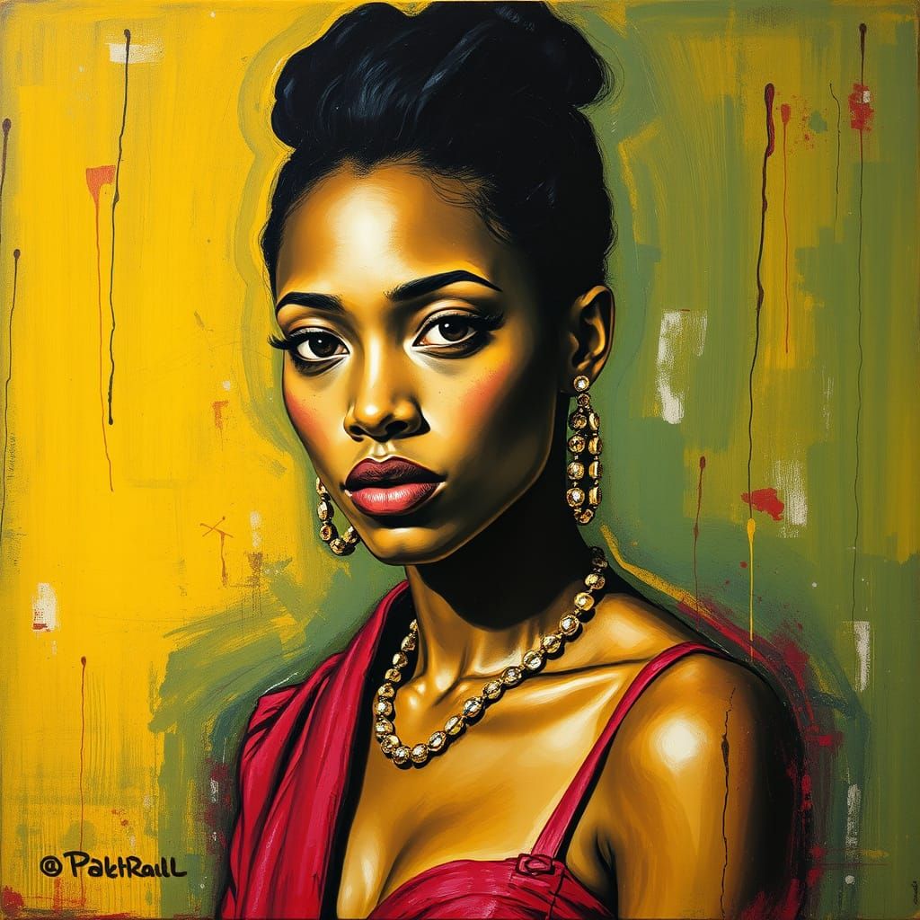 Woman Painting in Vibrant Neo-Expressionist Style