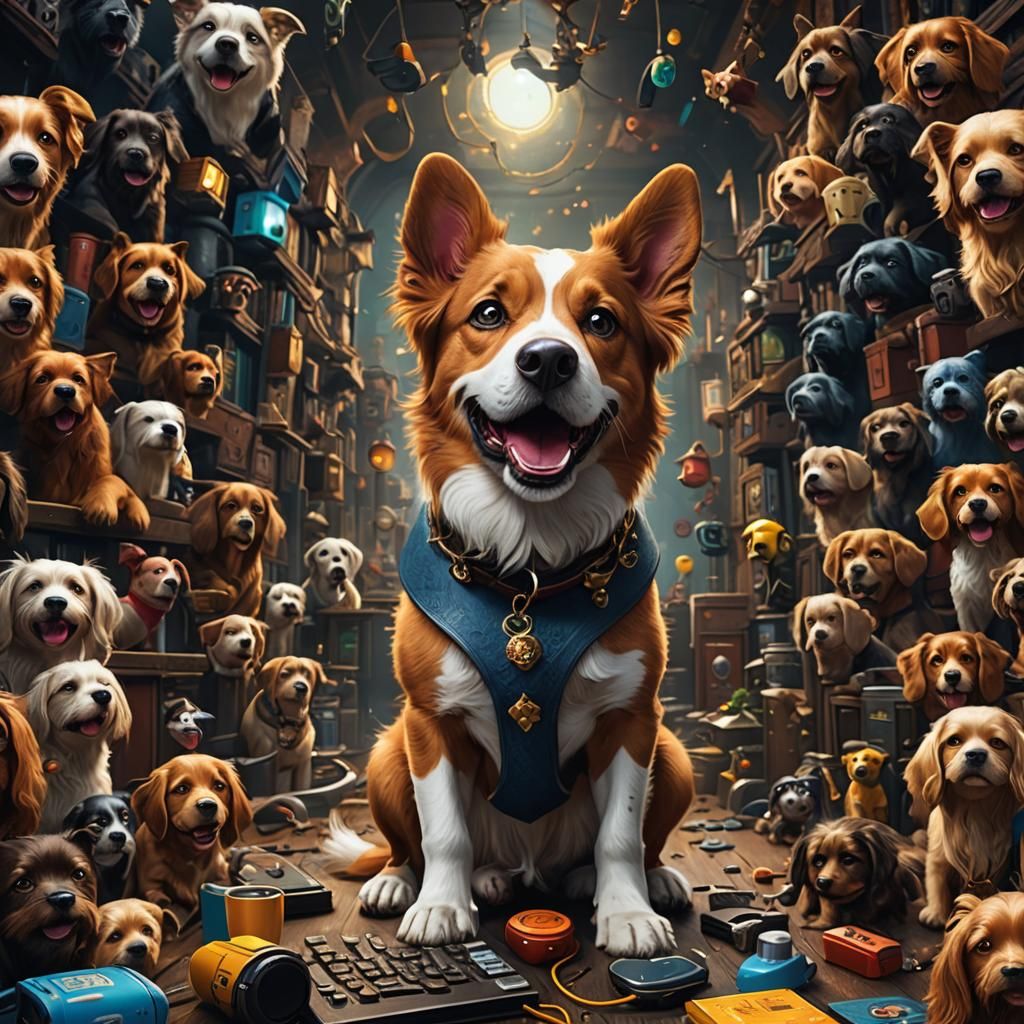 Funny Dog Image for Computer Screen in Detailed Matte Style
