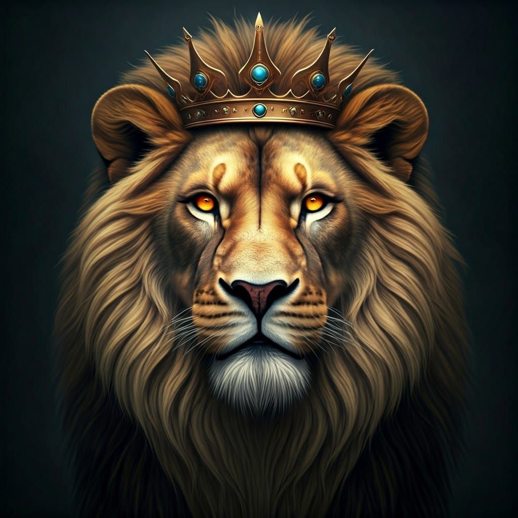 Majestic Lion King with Golden Crown