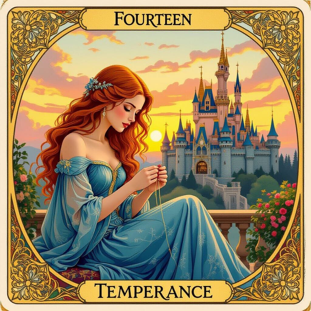 Sansa Stark as Temperance Tarot Card in Art Nouveau Style