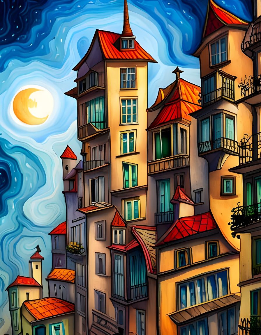 Happy Halloween Spider in Cubist Aquarelle Style