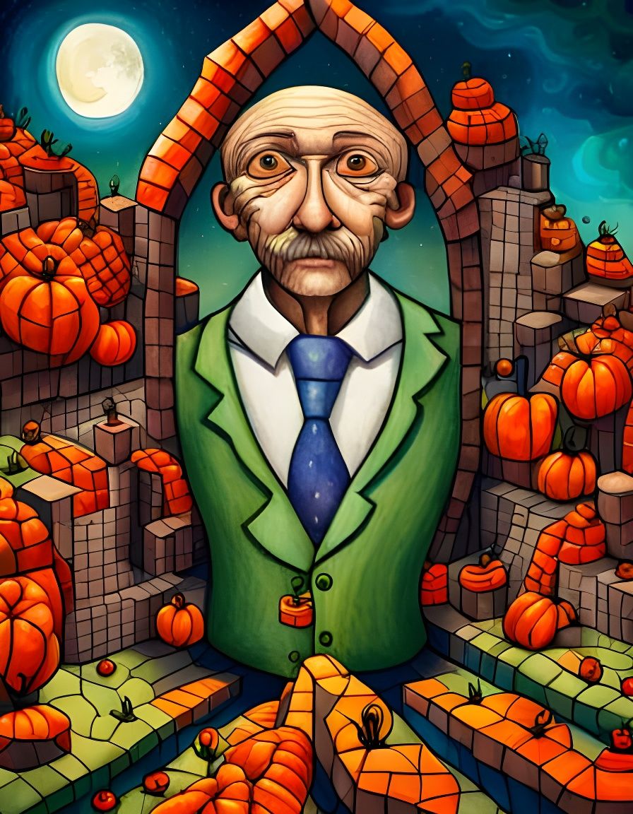 Cute Halloween Spider in Cubist Watercolor