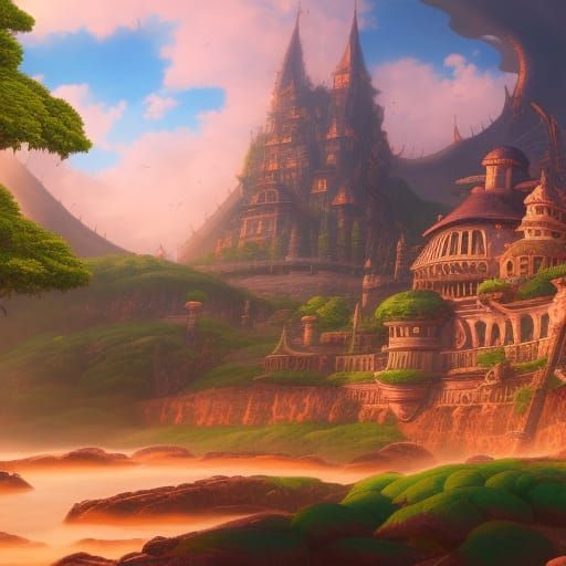 Fantastical One-Piece Object in Detailed Matte Painting