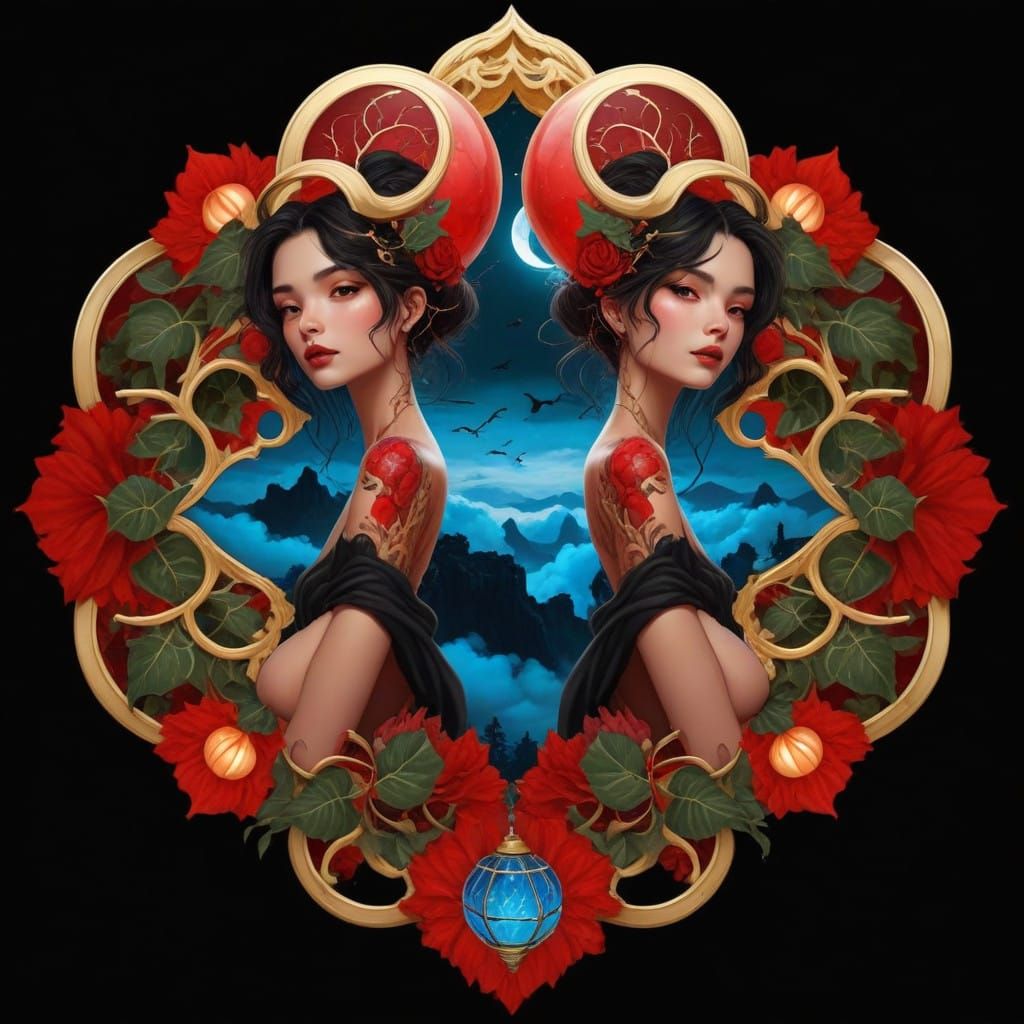 Enchanted Woodland Goddess with Botanic Tattoos