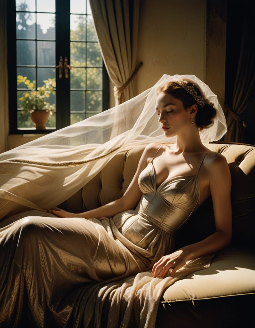 Ethereal Woman on Daybed in Renaissance Style