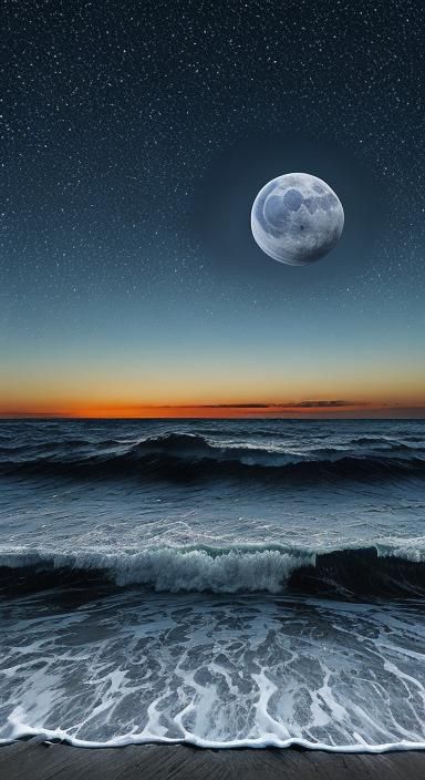 (A Giant Silver Star 10.00),(A Giant Blue Moon over the ocea...
