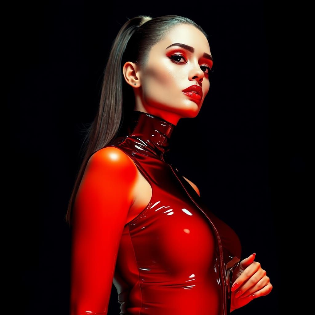 Sensual Futuristic Goddess in High-Shine Latex