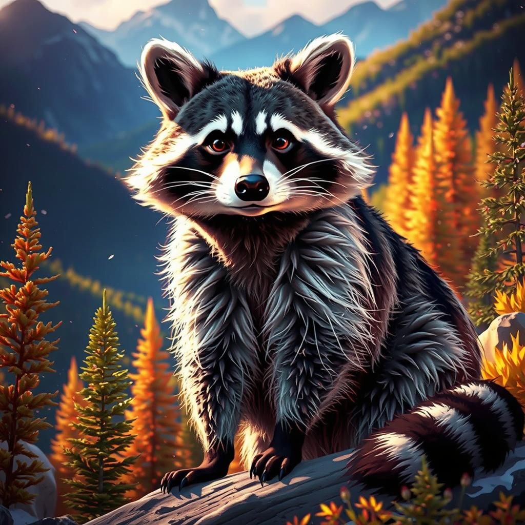 Realistic Raccoon Portrait in Detailed Digital Art Style