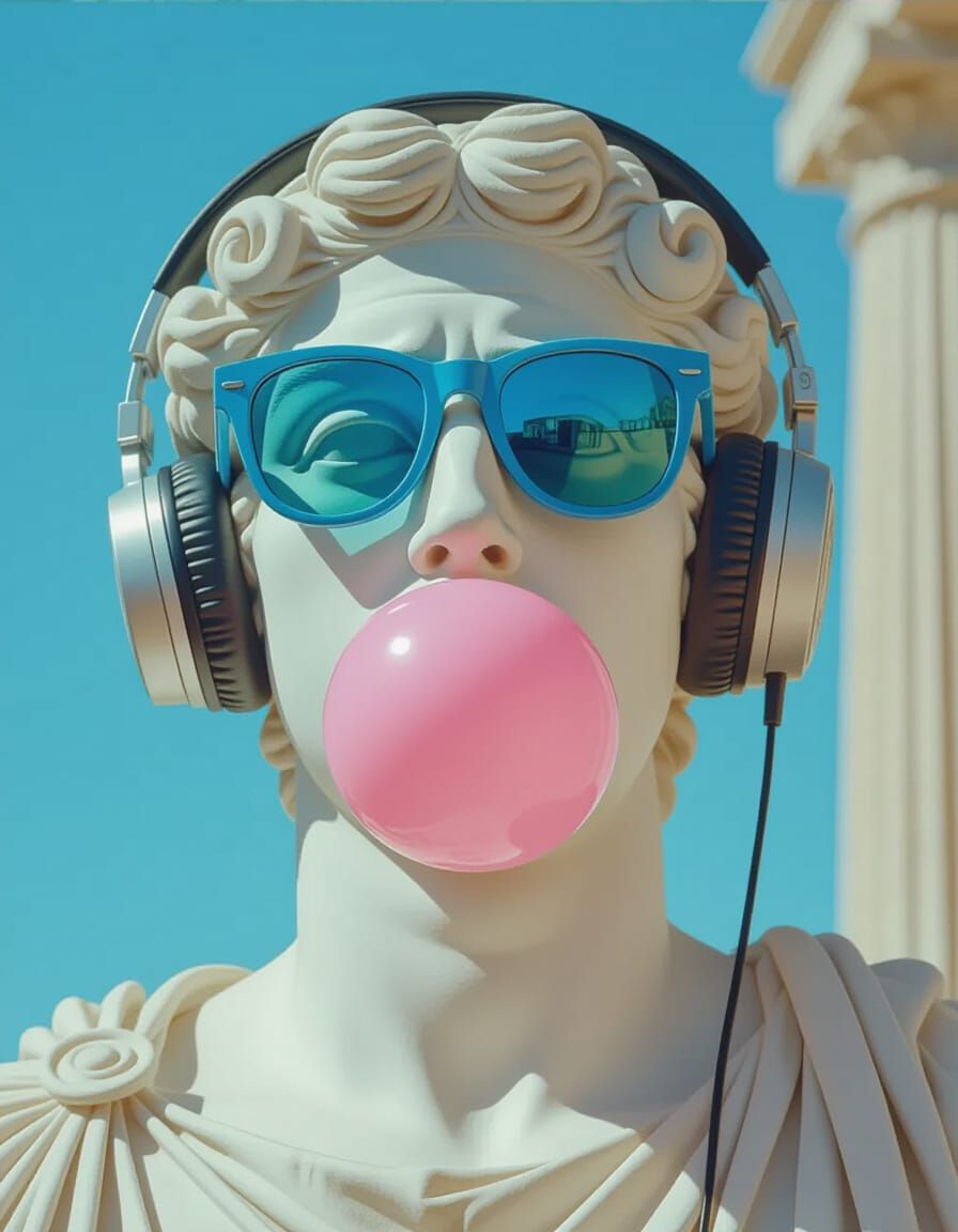 Greek Sculpture in Sunglasses Blows Bubblegum, Wes Anderson ...