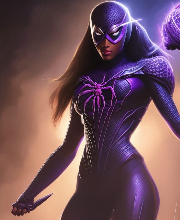 Majestic Spider Goddess Reigns in Amethyst Throne