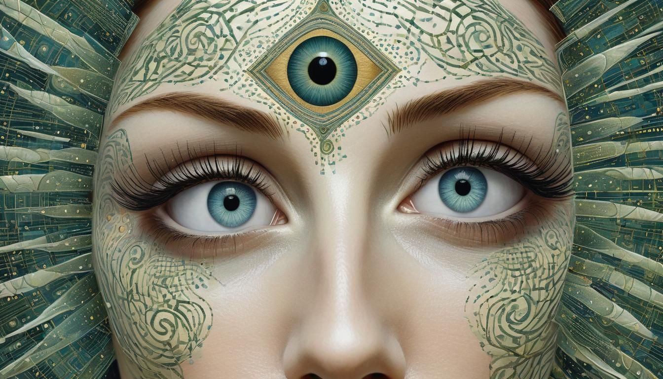 Fairytale Girl Watching Stars in Magic Realism Style