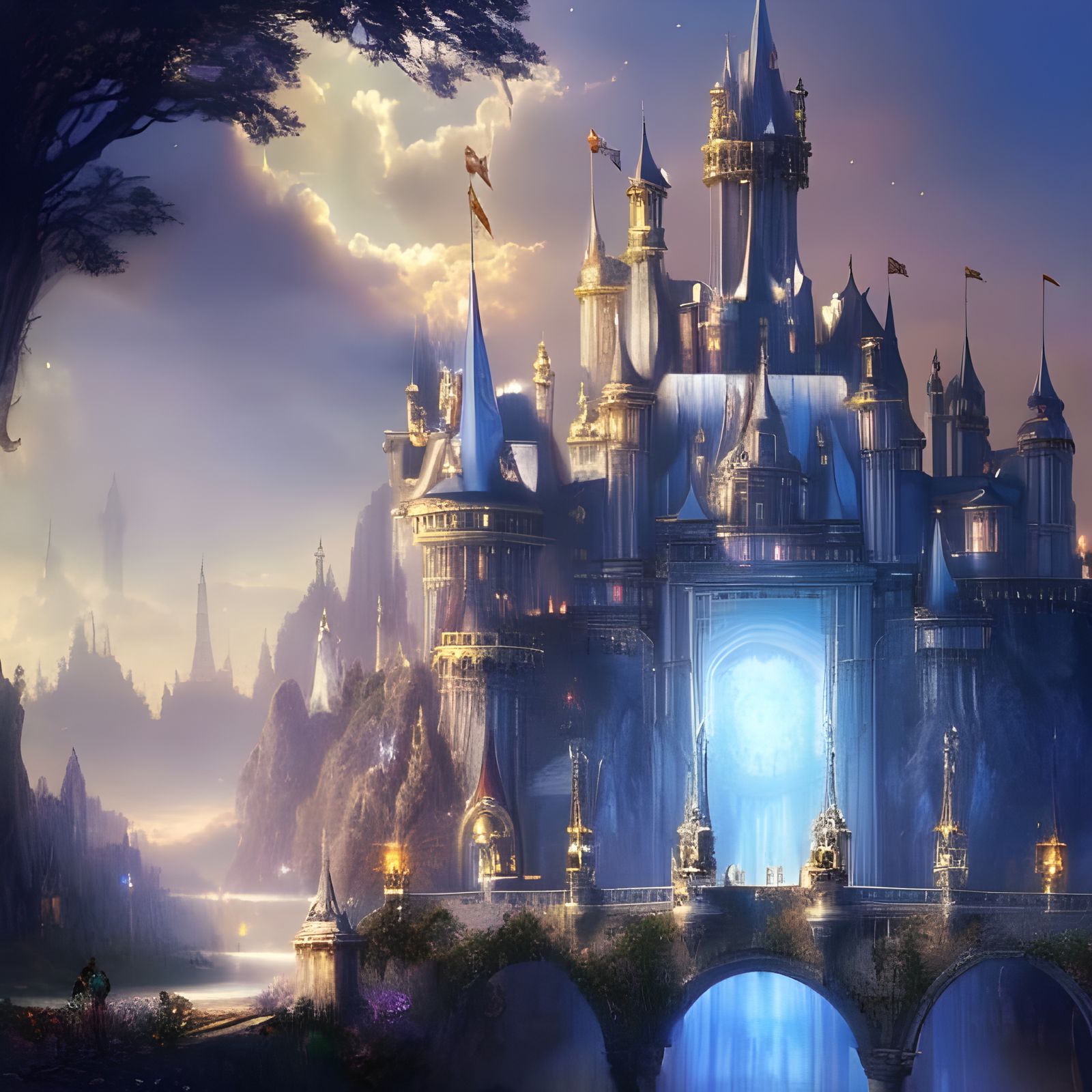 Shining Fantasy Castle Digital Matte Painting
