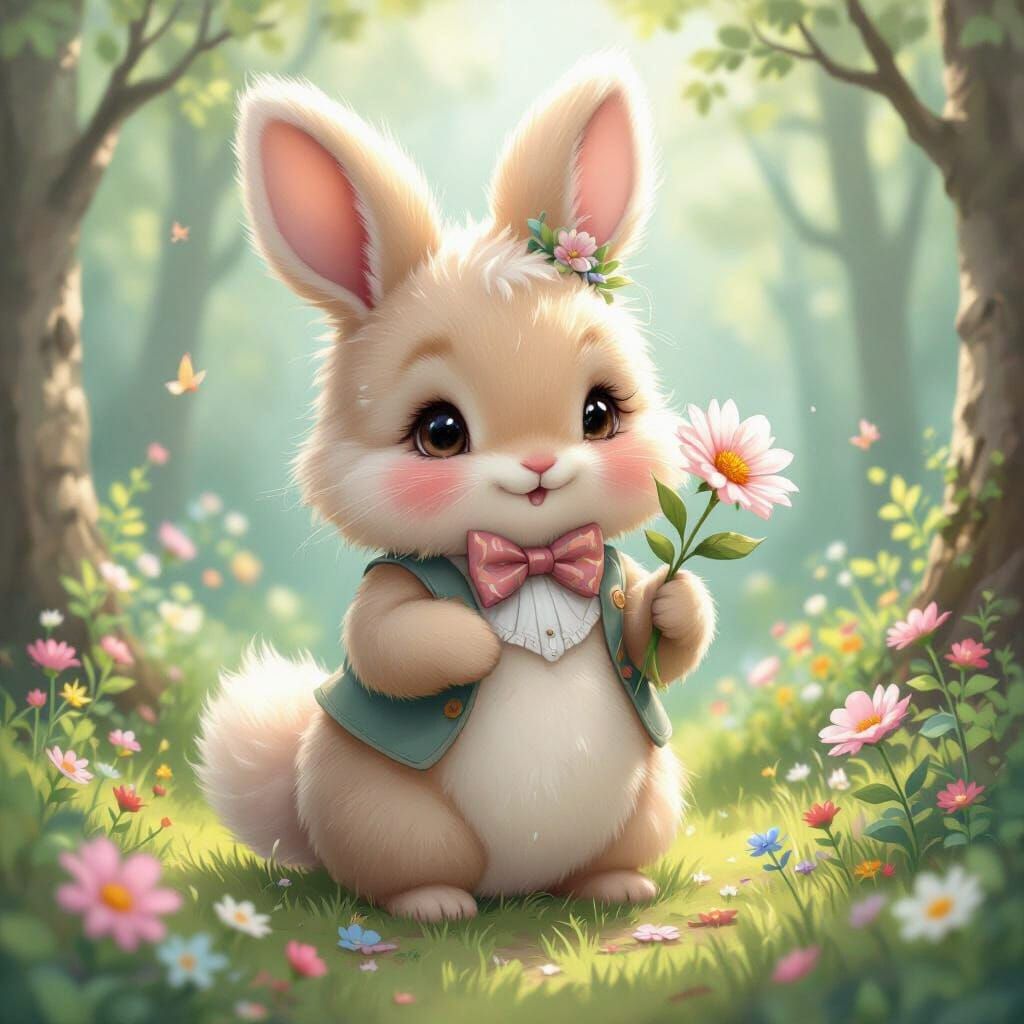 Whimsical Forest Creature in Pastel Colors