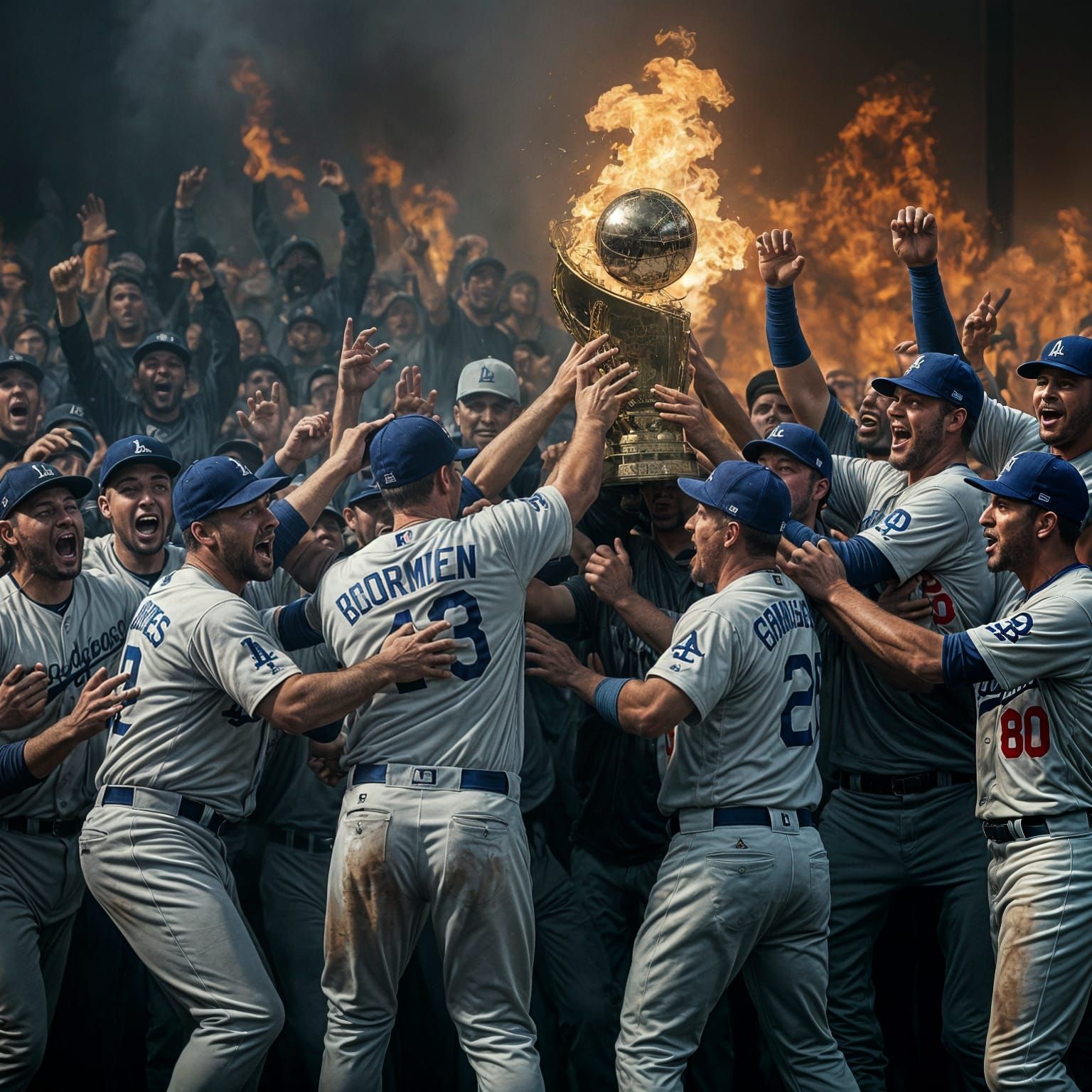 Dodgers Win World Series in Horror Art Style