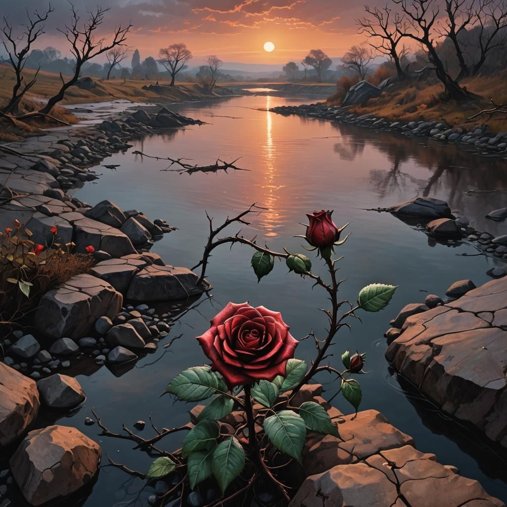 Leather Rose Blooms by River Styx in Dark Surrealism