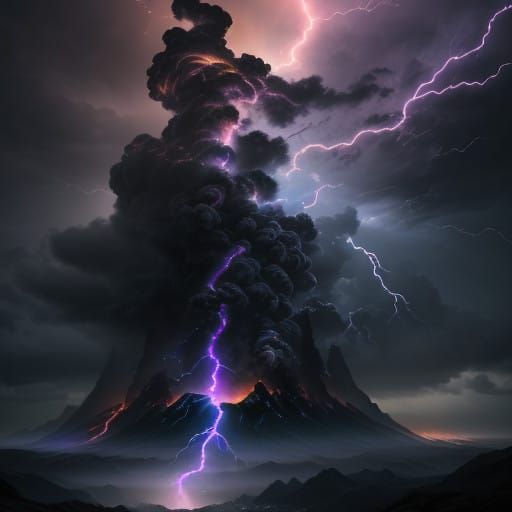 Electric Storm Unleashes Rainbow Lightning from Dark Cloud