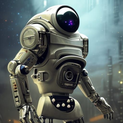 Robot Astronaut Dancing in Space: Hyperrealistic Sci-Fi Art