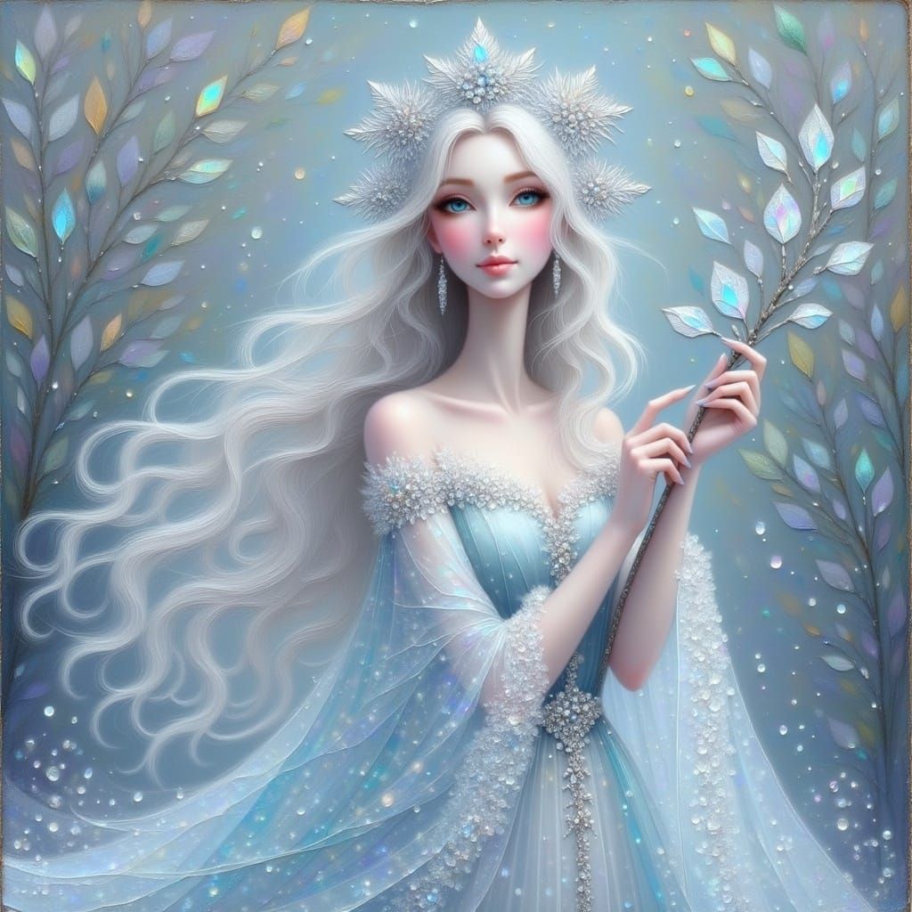 Winter Goddess in Silver and Frosty Blues