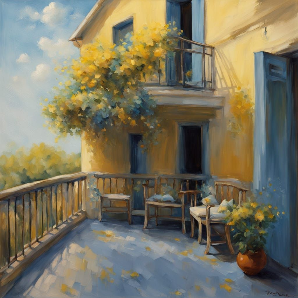 Impressionist Masterpiece: Serene Balcony Scene