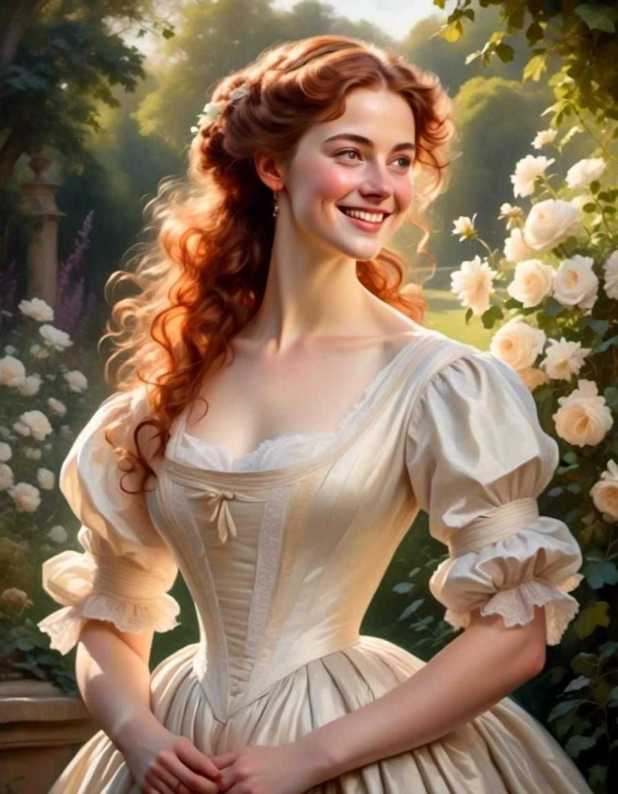 Elegant Regency Portrait of Auburn-Haired Woman