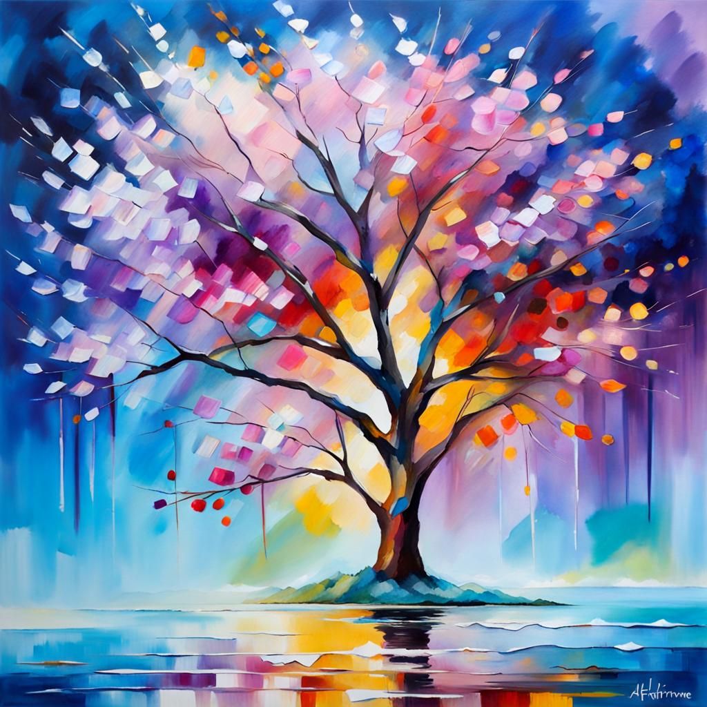 Vibrant Abstract Alliterative Acrylic Painting