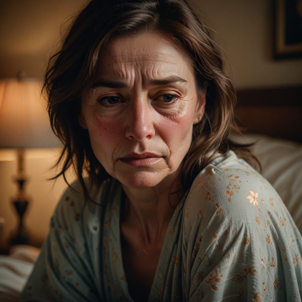 Emotional Portrait of a Woman Crying in Pastel Colors