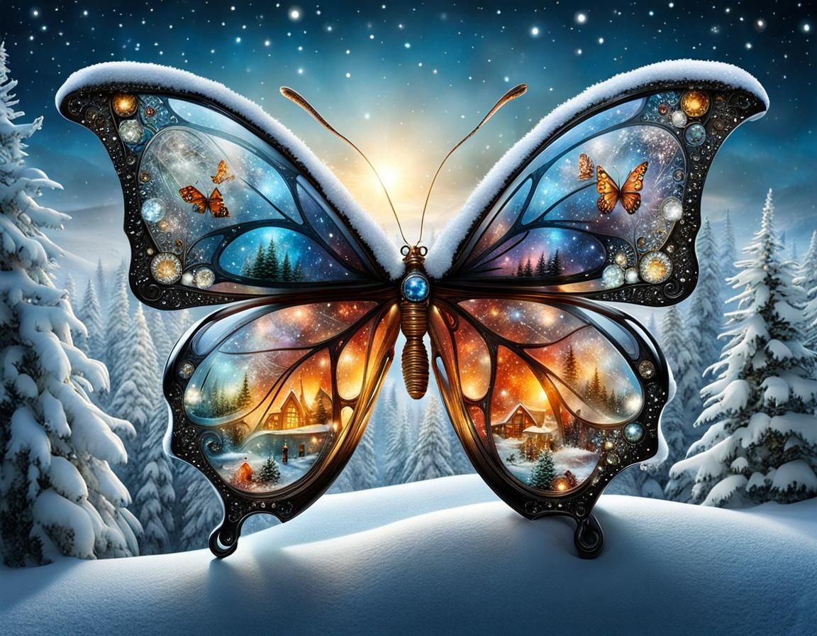 Crystal Butterfly with Snowy Landscape Album