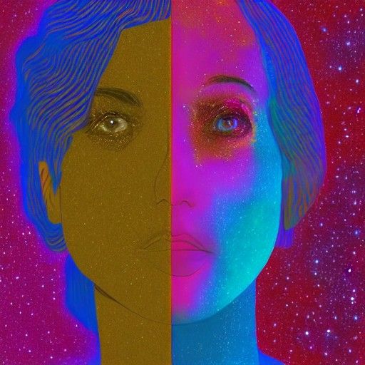 Cosmic Holographic Astral Illustration in Mixed Media