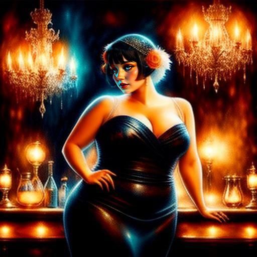 1920s Flapper in Speakeasy with Soft Lighting