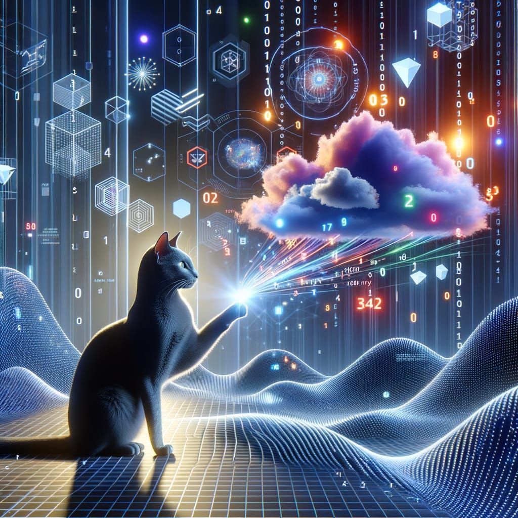 Sophisticated Cat Interacts with Holographic Screen