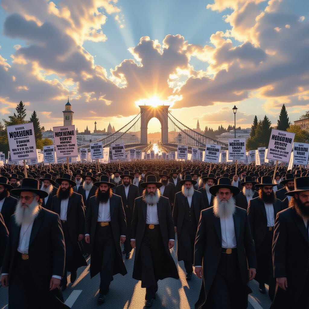 Epic Protest at Jerusalem Entrance With Dramatic Lighting