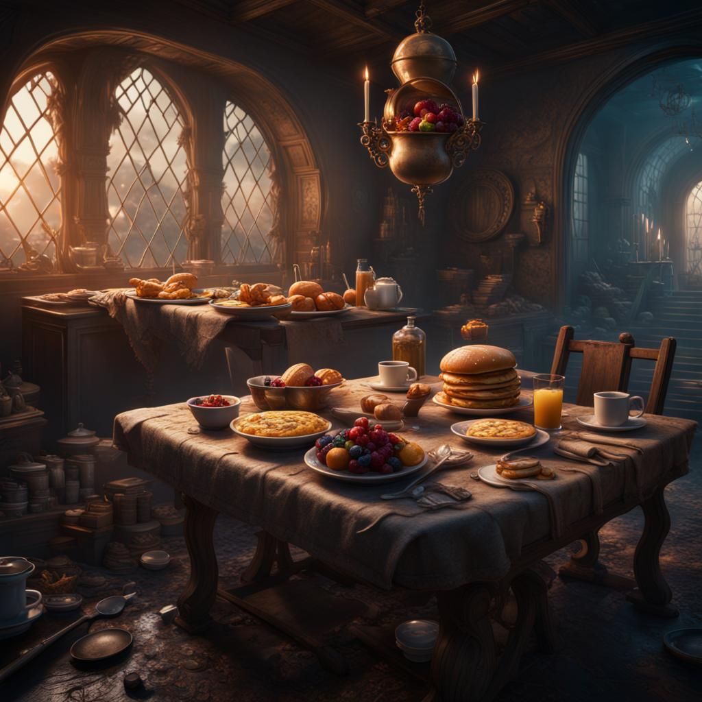 Grotesque Breakfast in Detailed Digital Painting