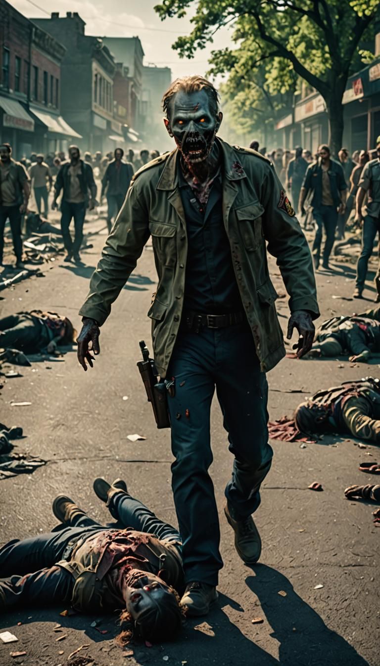 Dramatic Zombie Apocalypse: Cinematic Film Still