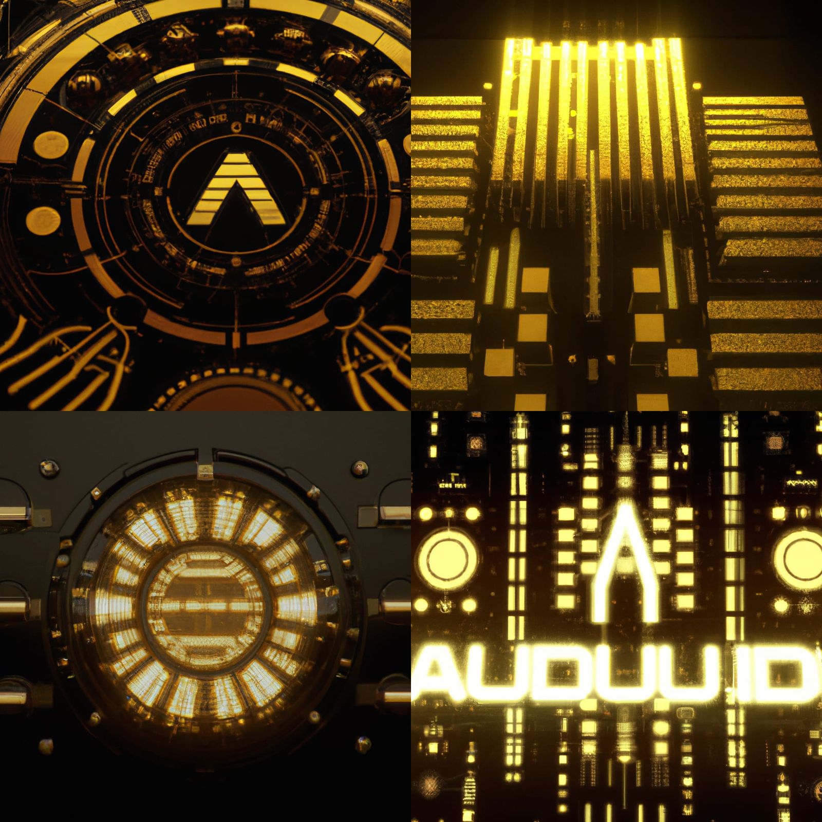 Golden Cyberpunk Drum Machine: Futuristic 3D Render