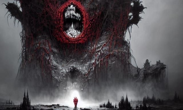 Terrifying Monstrous King: Detailed Horror Illustration