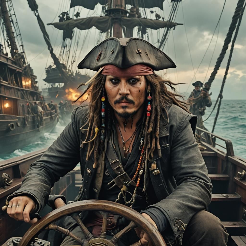 Captain Jack Sparrow/Johnny Depp at the helm (series)