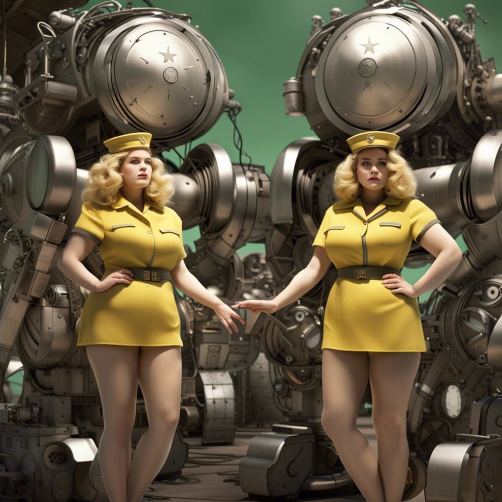 Robots Supervised by Goddesses in WWII Uniforms