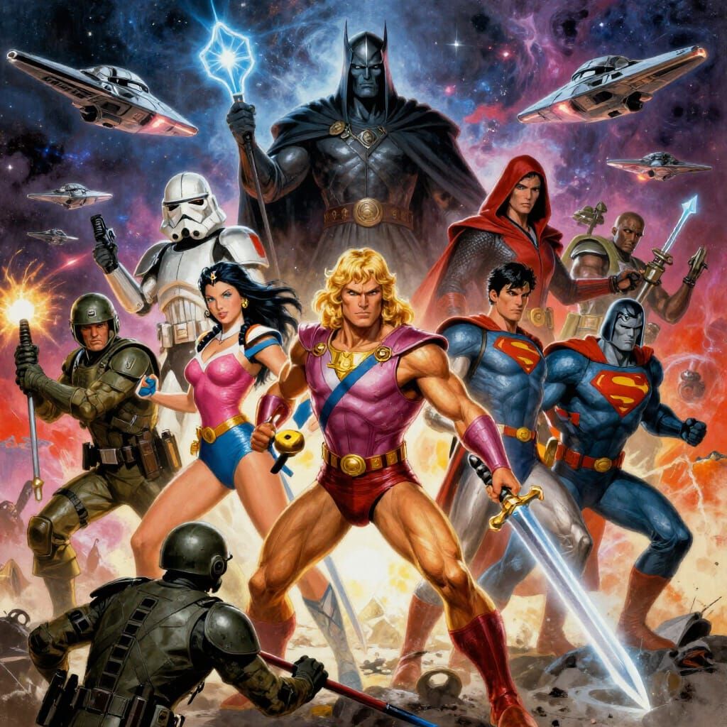 Epic Battle: Heroes Unite Against Cosmic Invasion