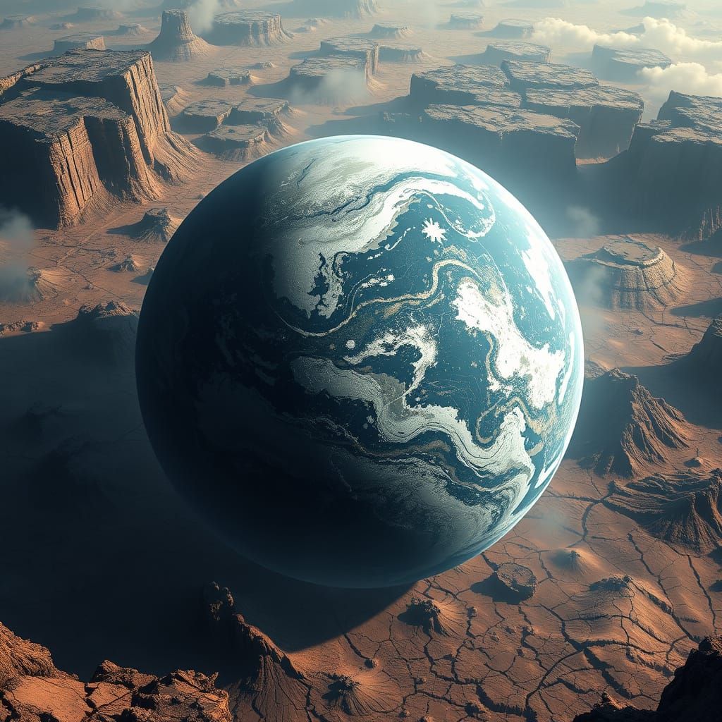 Barren Earth: A Hyperrealistic, Waterless Landscape