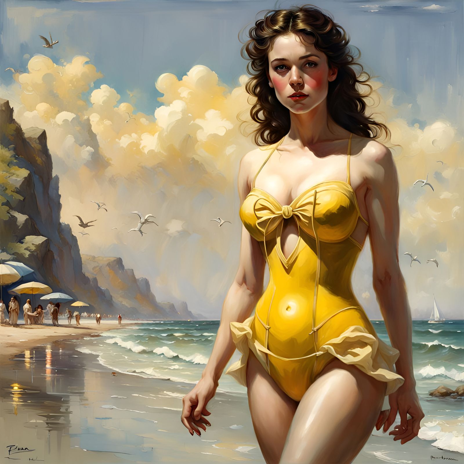 Princess Belle's Beach Day: A Hyperrealistic Portrait