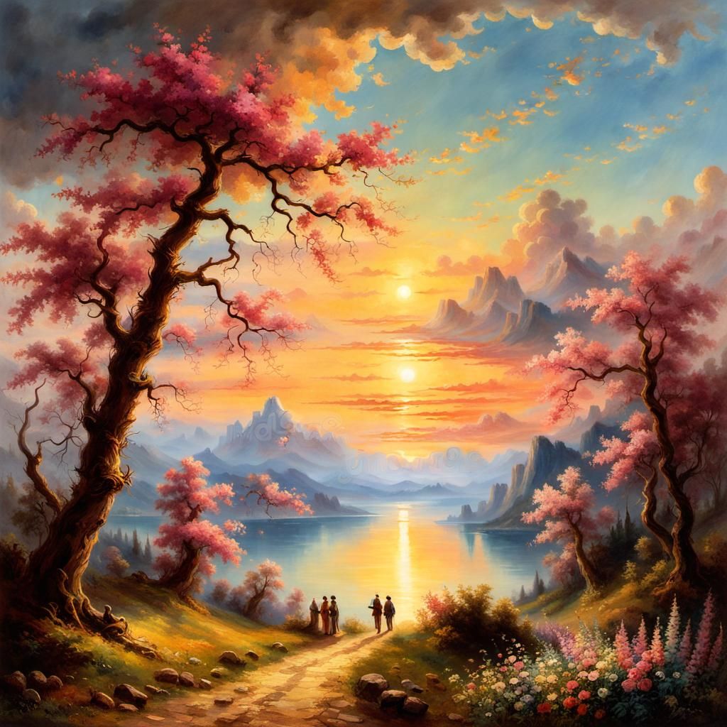 Romantic Landscape Painting in Naturalism Style