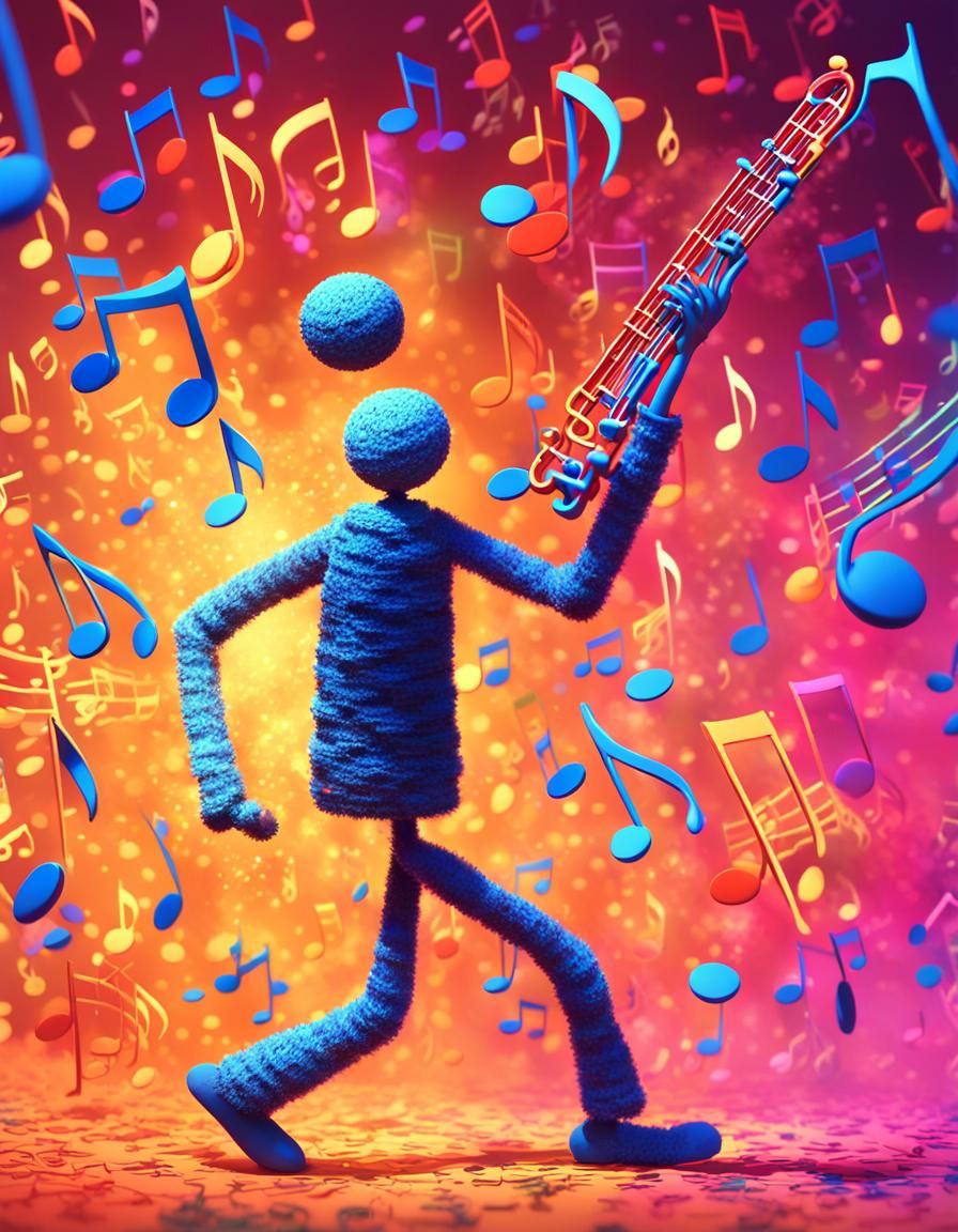Musical Note Stick Figure Conductor in 3D