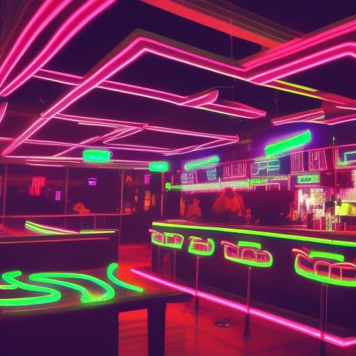 Synthwave Neon Nightclub Scene
